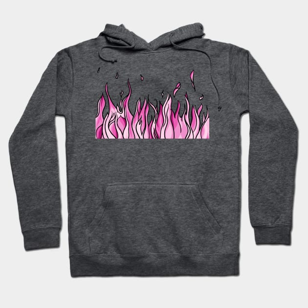 Pink Flames, Fire Digital Illustration Hoodie by AlmightyClaire